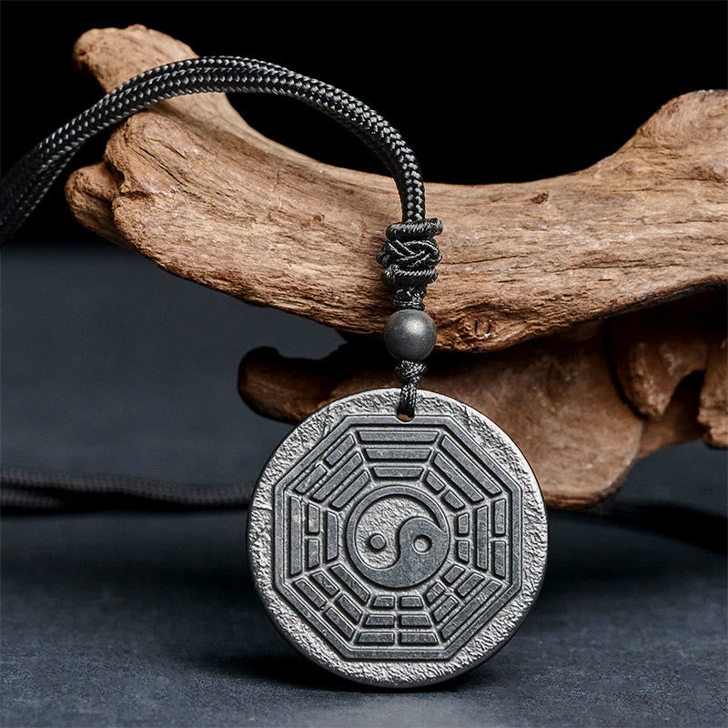 Nimara Ritual Authentic Shungite Stone Yin Yang Bagua Protection Necklace Pendant