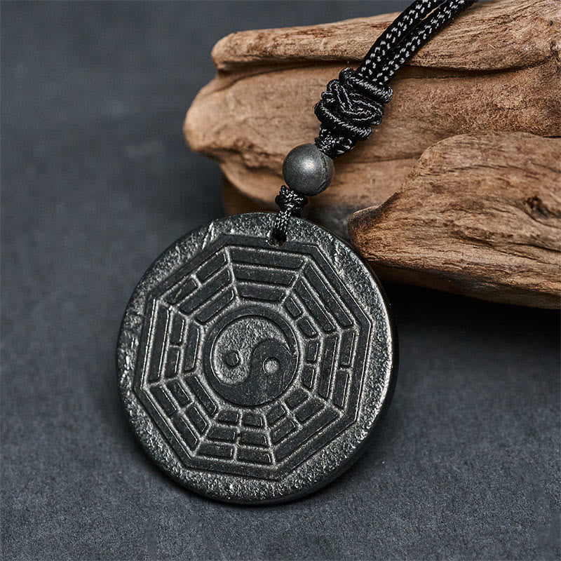 Nimara Ritual Authentic Shungite Stone Yin Yang Bagua Protection Necklace Pendant