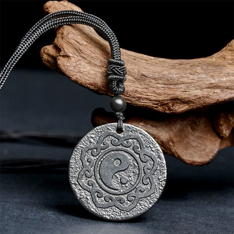 Nimara Ritual Tai Chi Yin Yang Symbol Authentic Shungite Stone Inner Strength Necklace Pendant