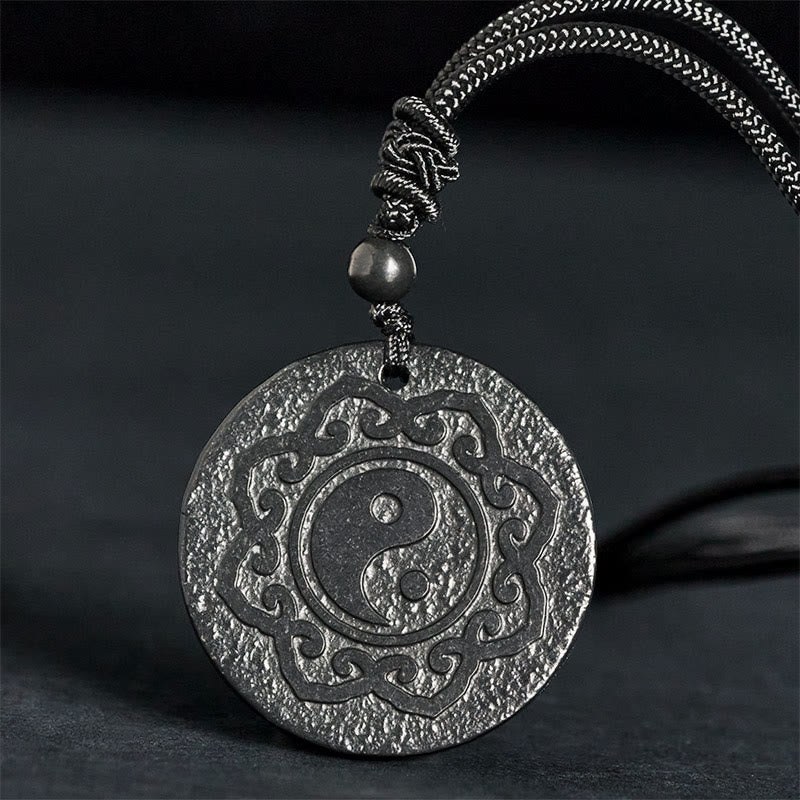 Nimara Ritual Tai Chi Yin Yang Symbol Authentic Shungite Stone Inner Strength Necklace Pendant