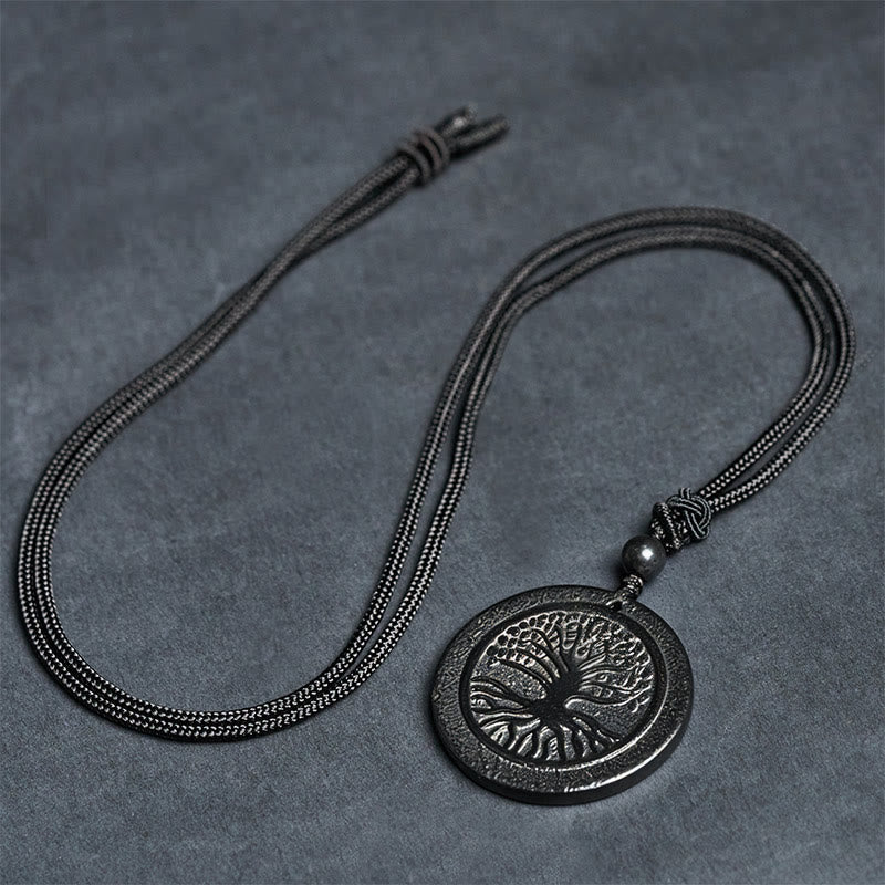 Nimara Ritual The Tree of Life Carving Pattern Authentic Shungite Stone Protection Necklace Pendant