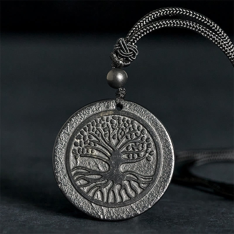 Nimara Ritual The Tree of Life Carving Pattern Authentic Shungite Stone Protection Necklace Pendant