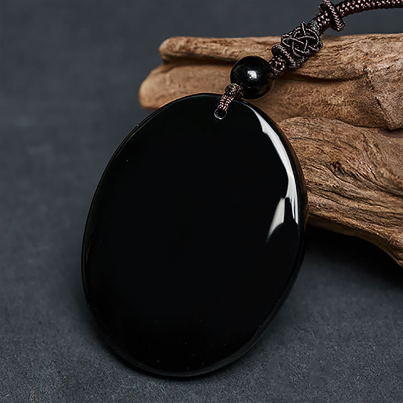 Nimara Ritual Wolf Head Natural Black Obsidian Strength Necklace Pendant
