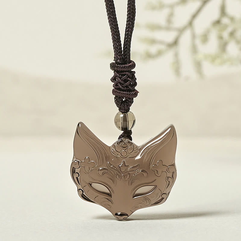 Nimara Ritual Relief Fox Design Silver Sheen Obsidian Ice Obsidian Protection Necklace Pendant