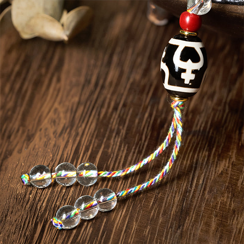 Nimara Ritual 108 Beads Liuli Crystal Dzi Bead Agate Blessings Tassel Mala