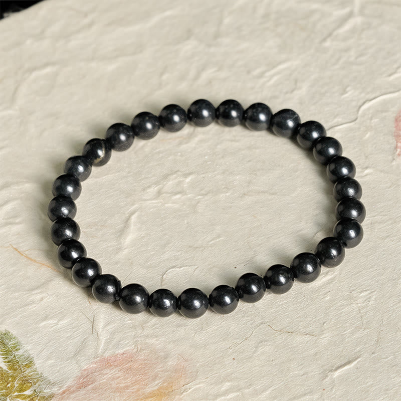 Nimara Ritual Round Authentic Shungite Stone Inner Strength Beaded Bracelet