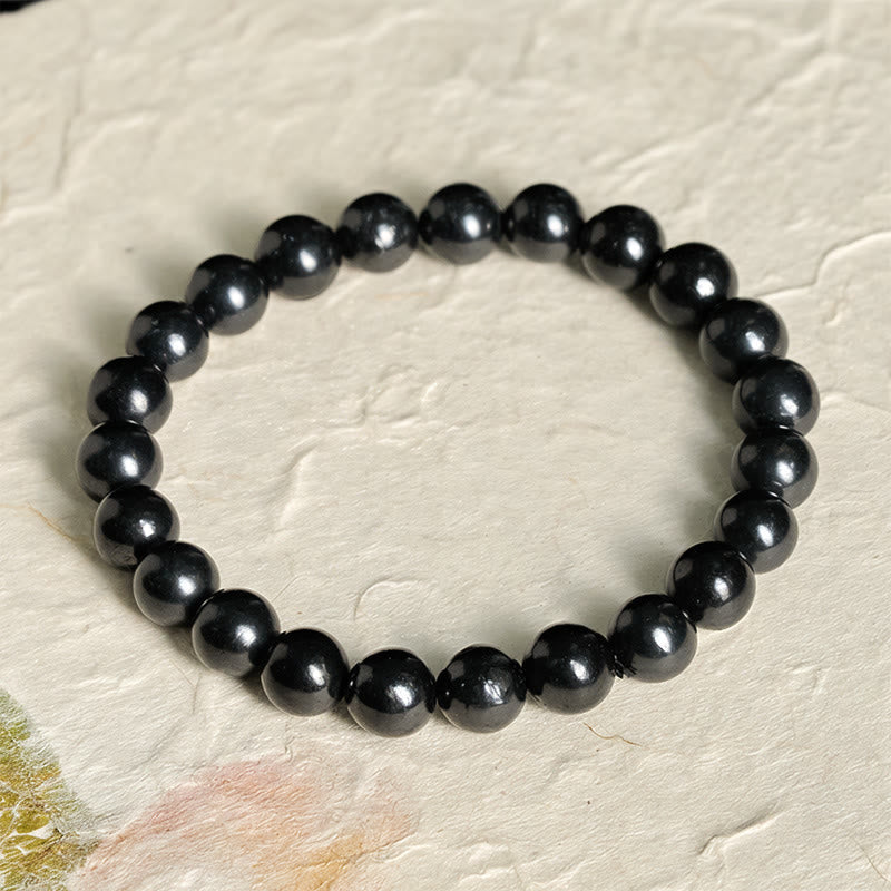 Nimara Ritual Round Authentic Shungite Stone Inner Strength Beaded Bracelet