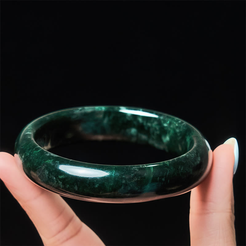 Self-confidence and Protection Nanyang Black-Green Jade Cuff Bangle Bracelet