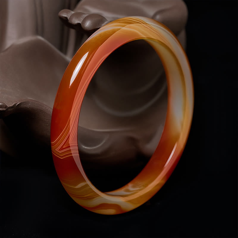 Nimara Ritual Veined Pattern Red Agate Calm Cuff Bangle Bracelet