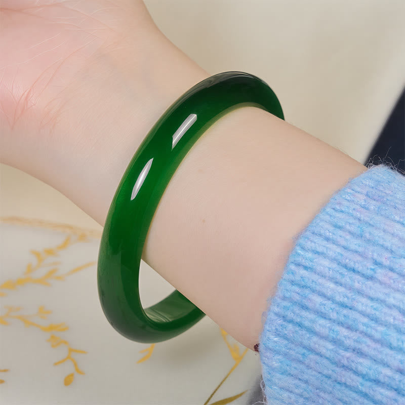 Nimara Ritual Green Cat's Eye Stone Relieve Stress Wealth Thin Cuff Bangle Bracelet
