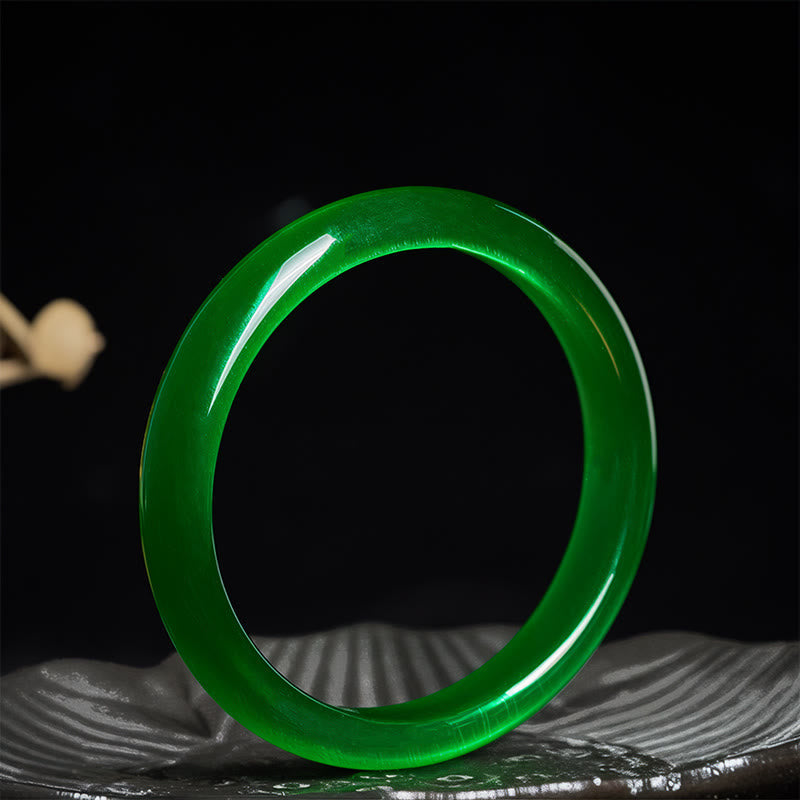Nimara Ritual Green Cat's Eye Stone Relieve Stress Wealth Thin Cuff Bangle Bracelet