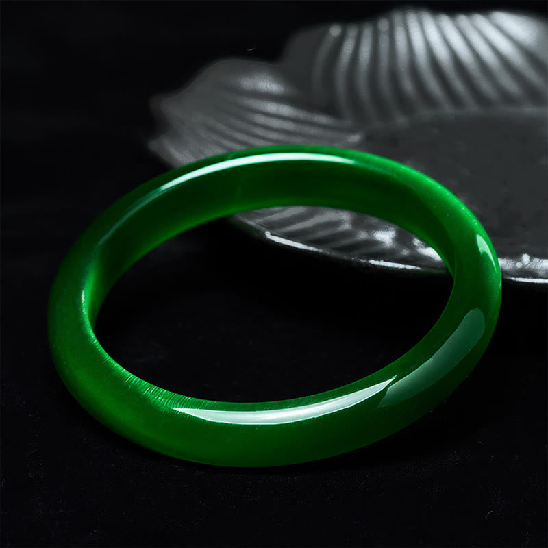 Nimara Ritual Green Cat's Eye Stone Relieve Stress Wealth Thin Cuff Bangle Bracelet