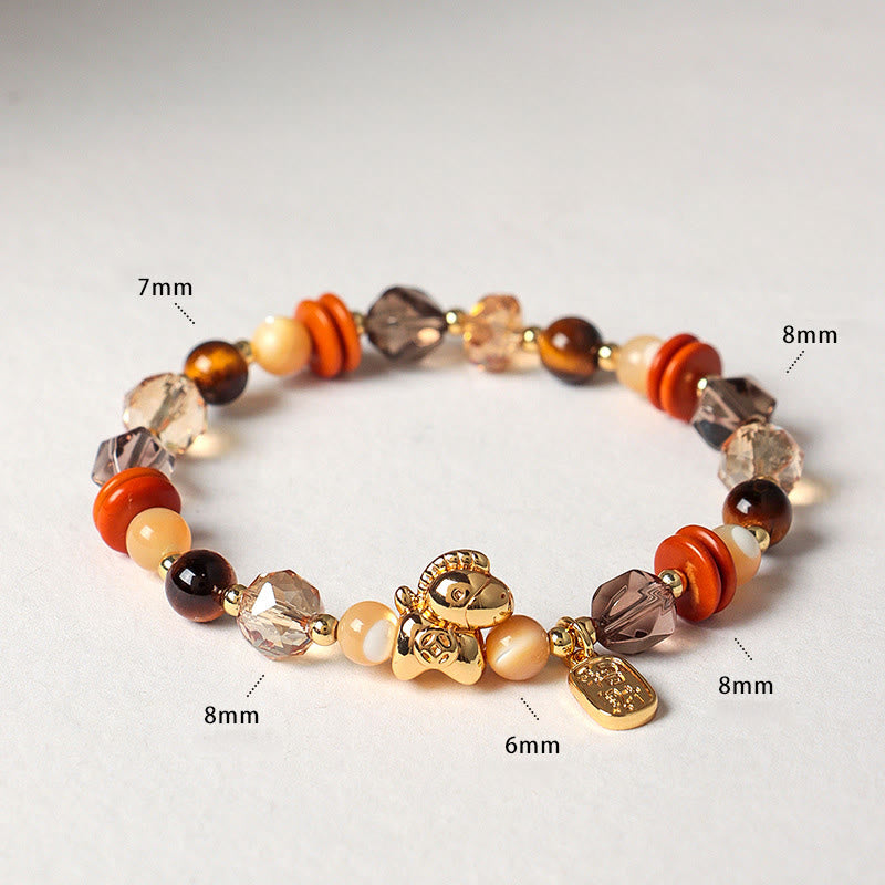 Nimara Ritual Tiger Eye Ice Obsidian Pearl Year Of The Horse Lucky Fortune Prosperity Bracelet
