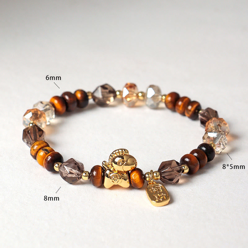 Nimara Ritual Tiger Eye Ice Obsidian Pearl Year Of The Horse Lucky Fortune Prosperity Bracelet