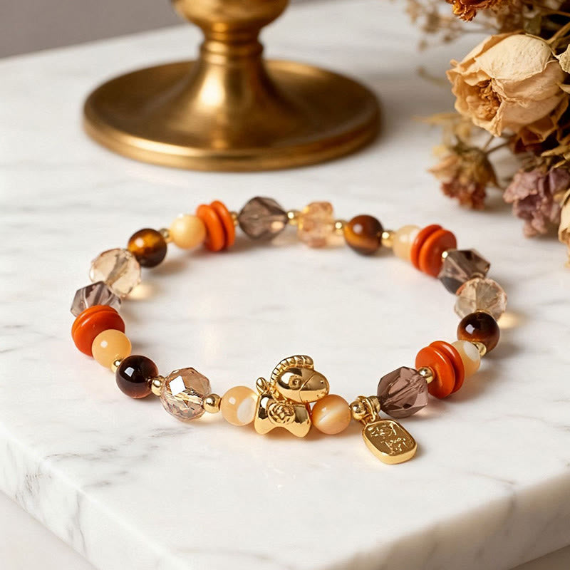 Nimara Ritual Tiger Eye Ice Obsidian Pearl Year Of The Horse Lucky Fortune Prosperity Bracelet