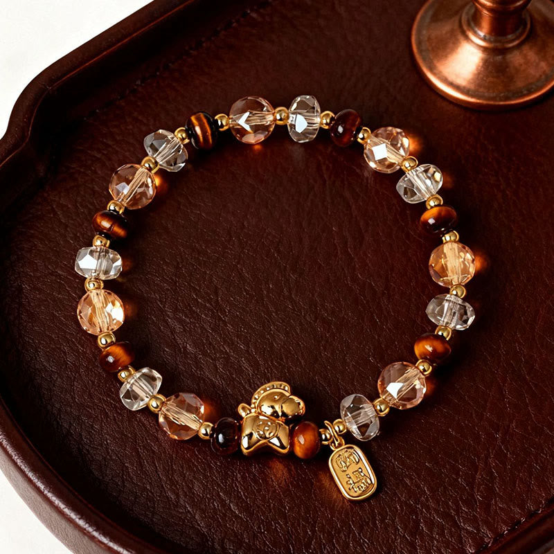 Nimara Ritual Tiger Eye Ice Obsidian Pearl Year Of The Horse Lucky Fortune Prosperity Bracelet