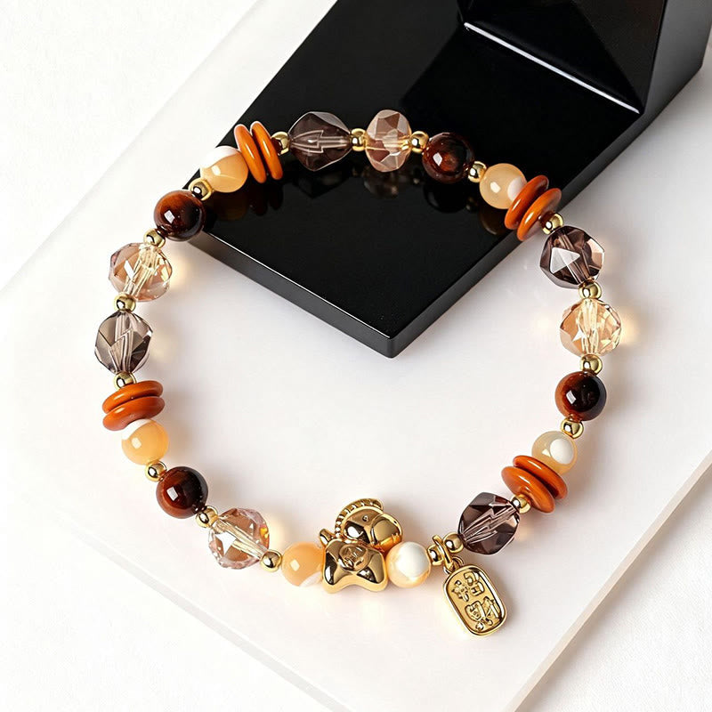 Nimara Ritual Tiger Eye Ice Obsidian Pearl Year Of The Horse Lucky Fortune Prosperity Bracelet