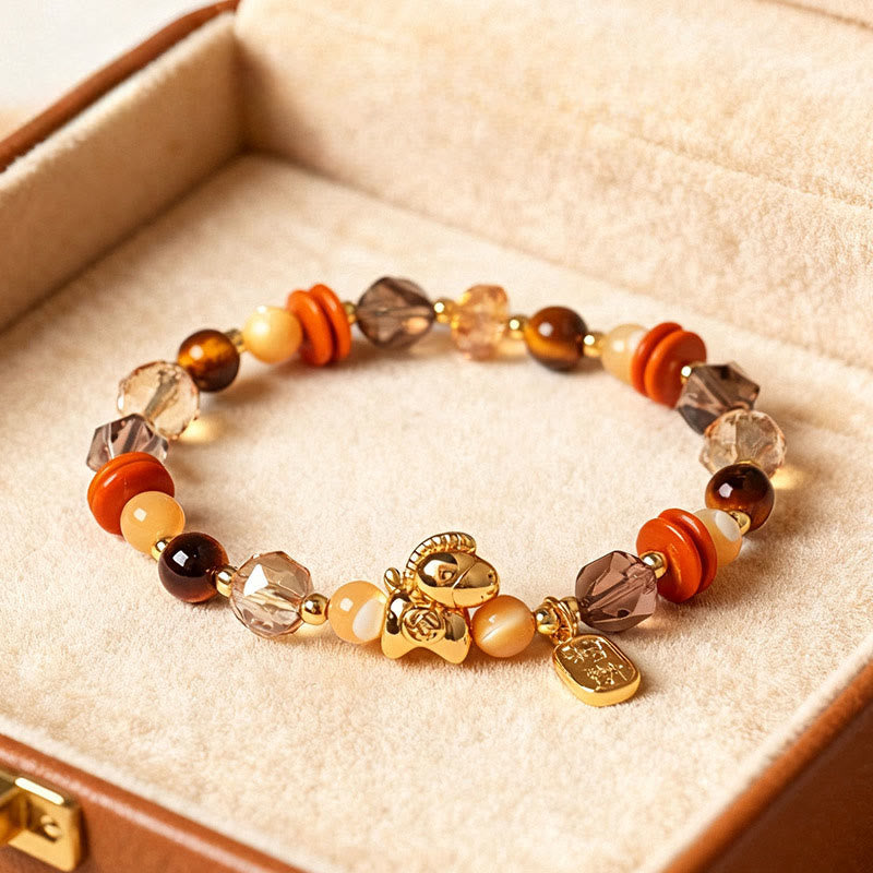 Nimara Ritual Tiger Eye Ice Obsidian Pearl Year Of The Horse Lucky Fortune Prosperity Bracelet