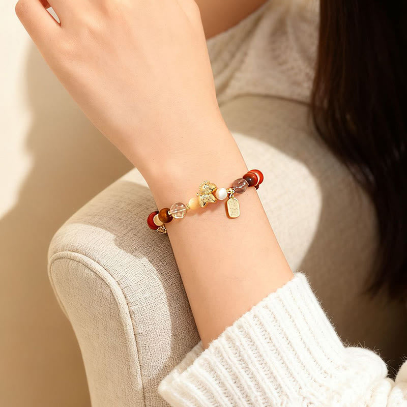 Nimara Ritual Tiger Eye Ice Obsidian Pearl Year Of The Horse Lucky Fortune Prosperity Bracelet