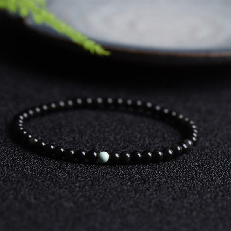 Nimara Ritual Black Obsidian Turquoise Strength Fulfilment Bracelet