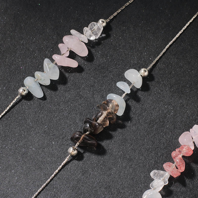 Nimara Ritual Black Obsidian Smoky Quartz Garnet Aquamarine Strawberry Quartz Pink Crystal Strength Necklace Pendant