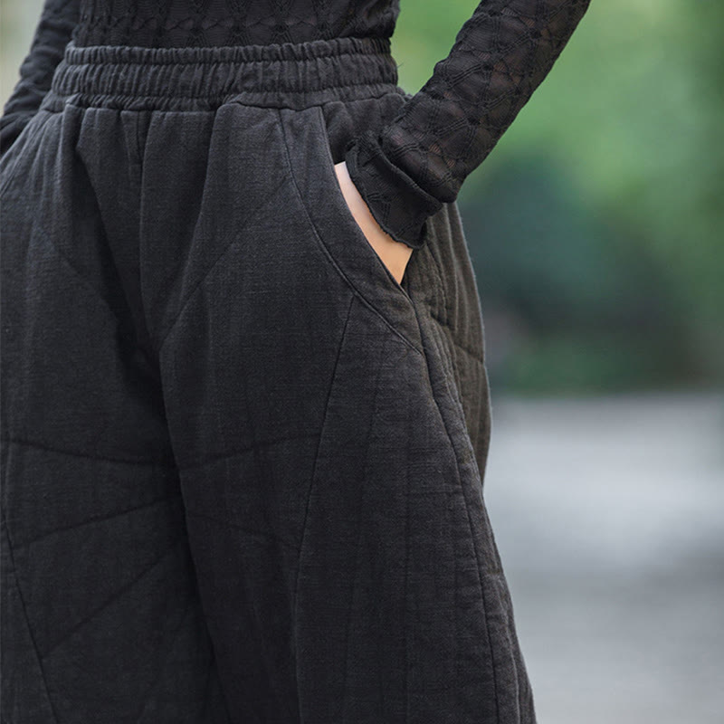 Nimara Ritual Plain Cotton Thick Women's 7-8 Length Pants With Pockets