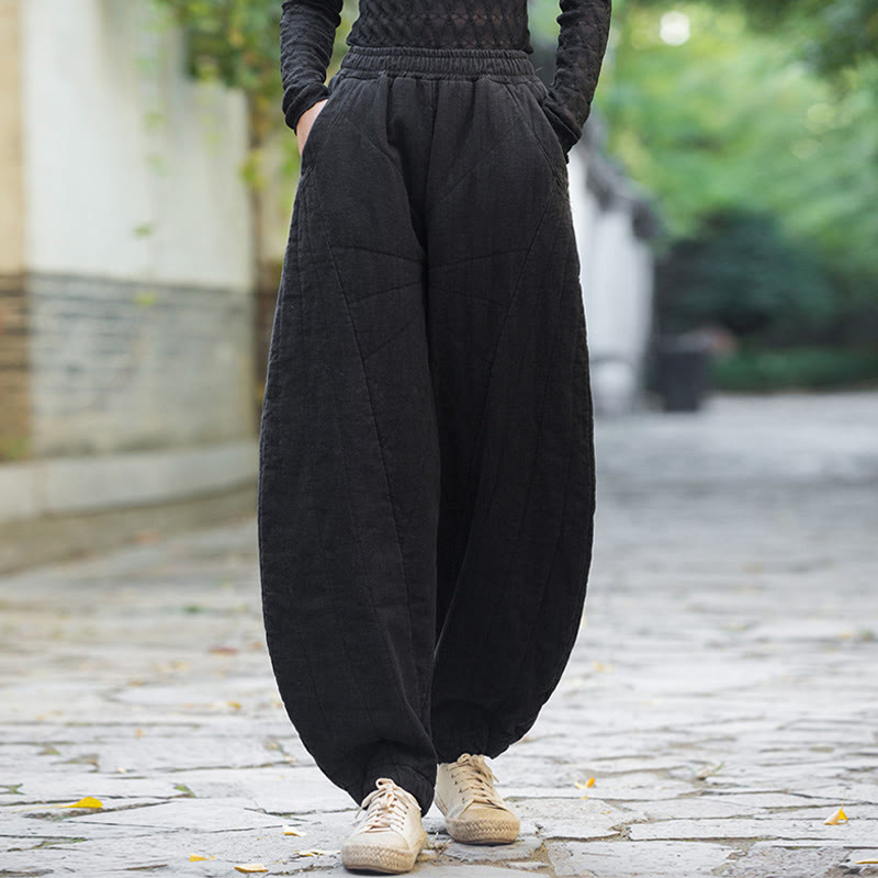 Nimara Ritual Plain Cotton Thick Women's 7-8 Length Pants With Pockets