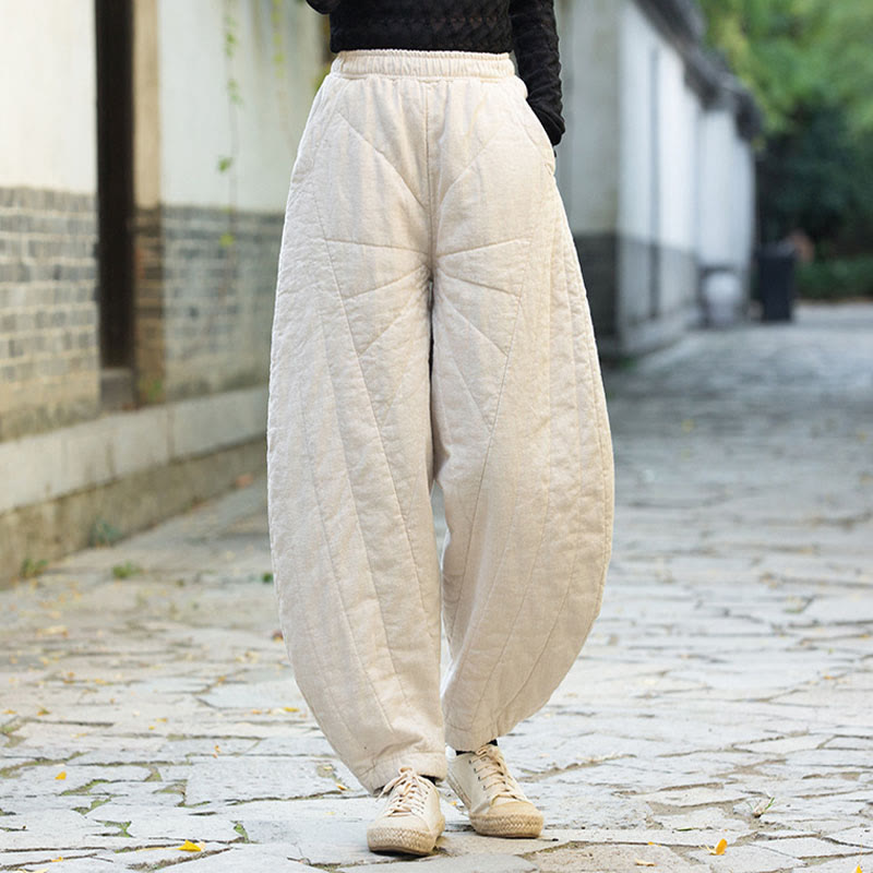 Nimara Ritual Plain Cotton Thick Women's 7-8 Length Pants With Pockets