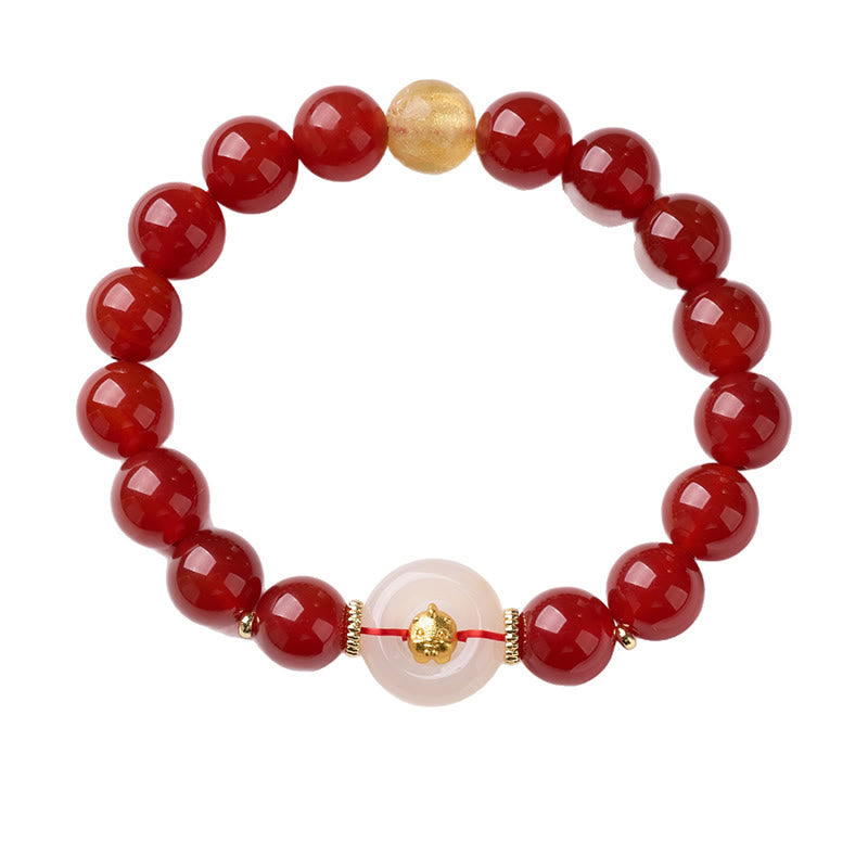 Nimara Ritual Chinese Zodiac Year Of The Horse Peace Buckle Red Agate White Chalcedony Confidence Bracelet
