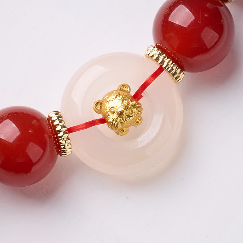 Nimara Ritual Chinese Zodiac Year Of The Horse Peace Buckle Red Agate White Chalcedony Confidence Bracelet