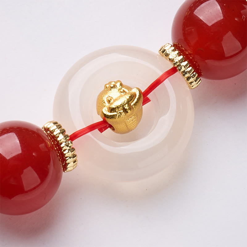 Nimara Ritual Chinese Zodiac Year Of The Horse Peace Buckle Red Agate White Chalcedony Confidence Bracelet