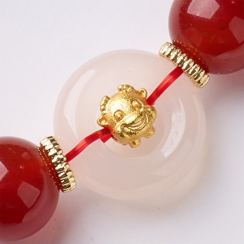Nimara Ritual Chinese Zodiac Year Of The Horse Peace Buckle Red Agate White Chalcedony Confidence Bracelet