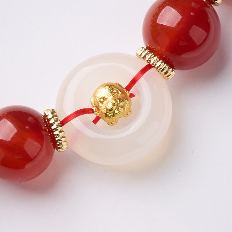 Nimara Ritual Chinese Zodiac Year Of The Horse Peace Buckle Red Agate White Chalcedony Confidence Bracelet