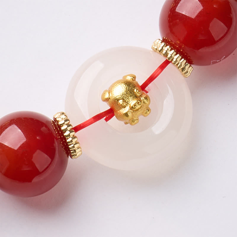 Nimara Ritual Chinese Zodiac Year Of The Horse Peace Buckle Red Agate White Chalcedony Confidence Bracelet