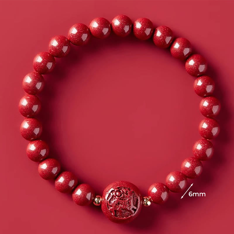 Nimara Ritual Chinese Zodiac Year Of The Horse Carved Cinnabar Peaceful Blessing Bracelet