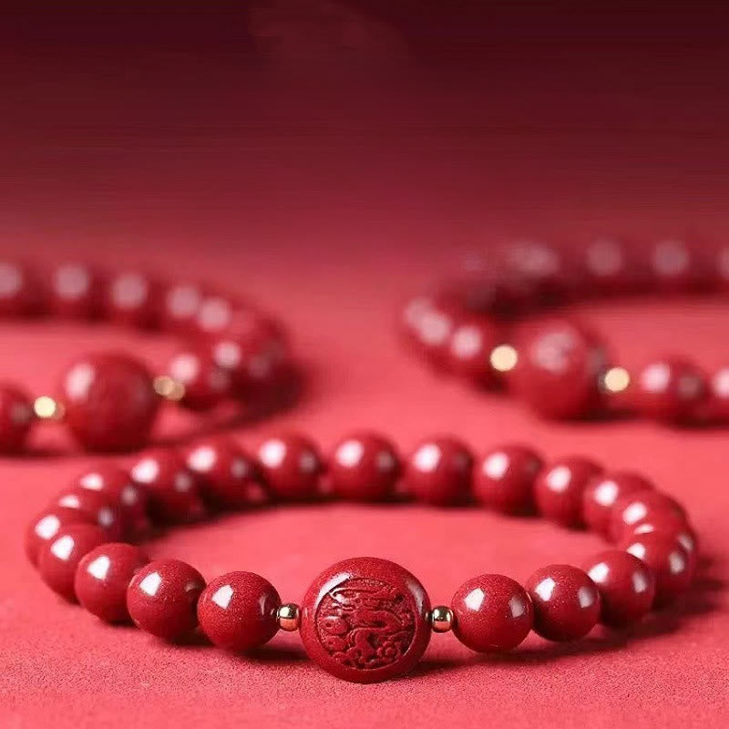 Nimara Ritual Chinese Zodiac Year Of The Horse Carved Cinnabar Peaceful Blessing Bracelet