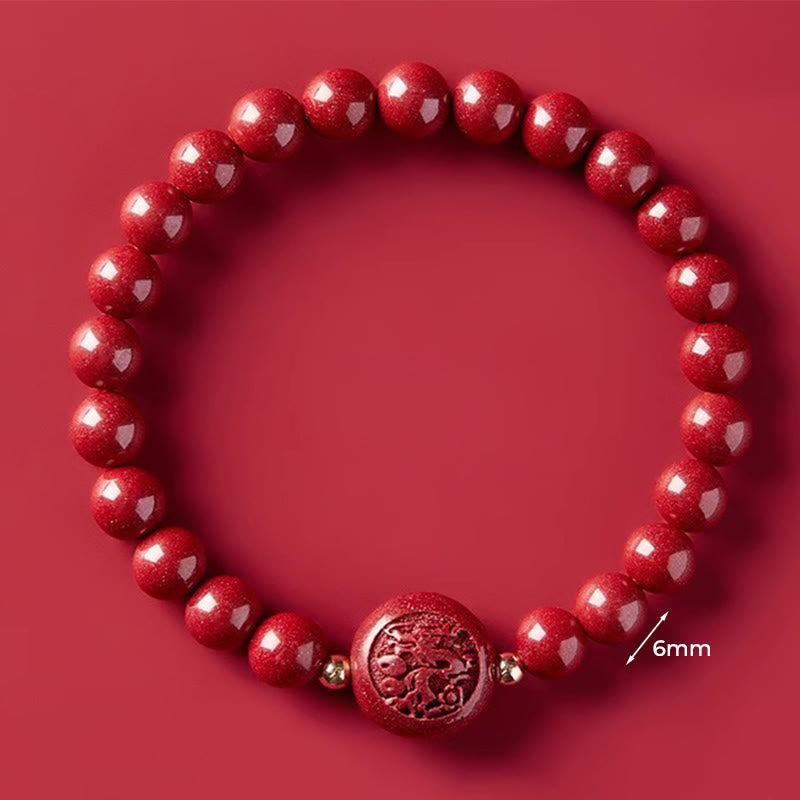 Nimara Ritual Chinese Zodiac Year Of The Horse Carved Cinnabar Peaceful Blessing Bracelet