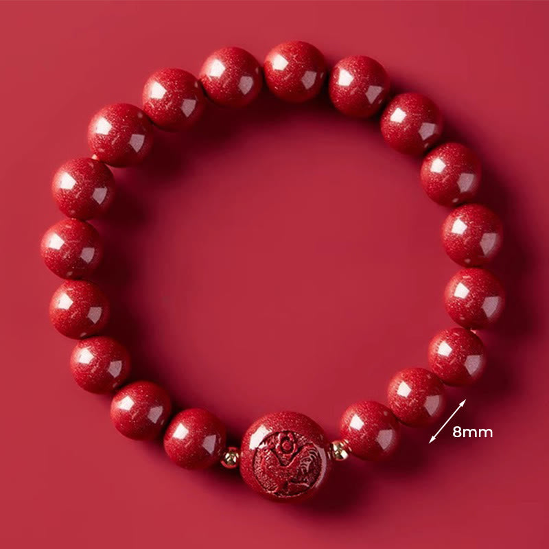 Nimara Ritual Chinese Zodiac Year Of The Horse Carved Cinnabar Peaceful Blessing Bracelet