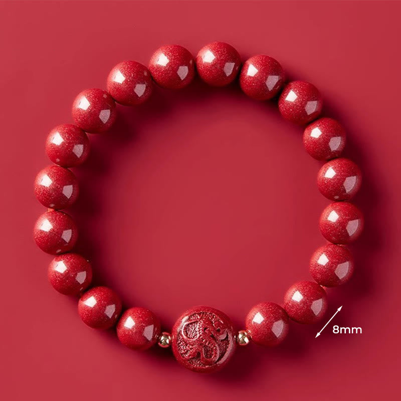 Nimara Ritual Chinese Zodiac Year Of The Horse Carved Cinnabar Peaceful Blessing Bracelet