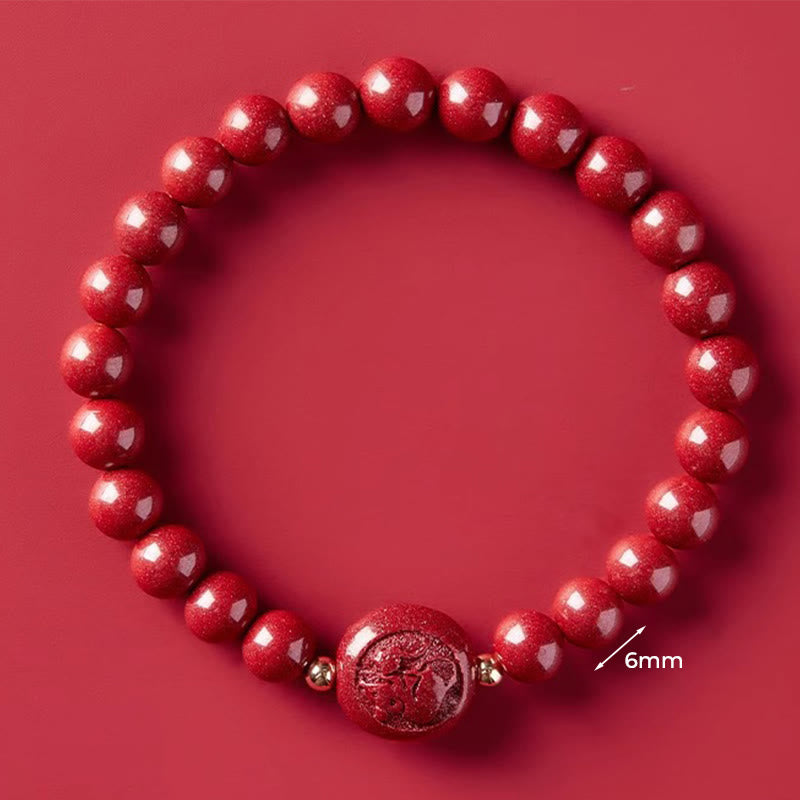Nimara Ritual Chinese Zodiac Year Of The Horse Carved Cinnabar Peaceful Blessing Bracelet