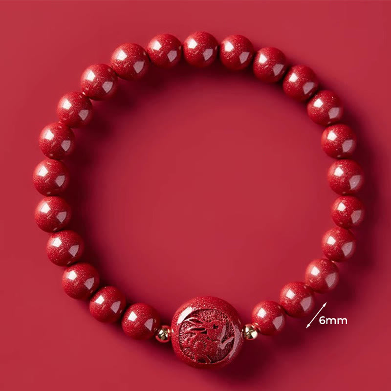 Nimara Ritual Chinese Zodiac Year Of The Horse Carved Cinnabar Peaceful Blessing Bracelet