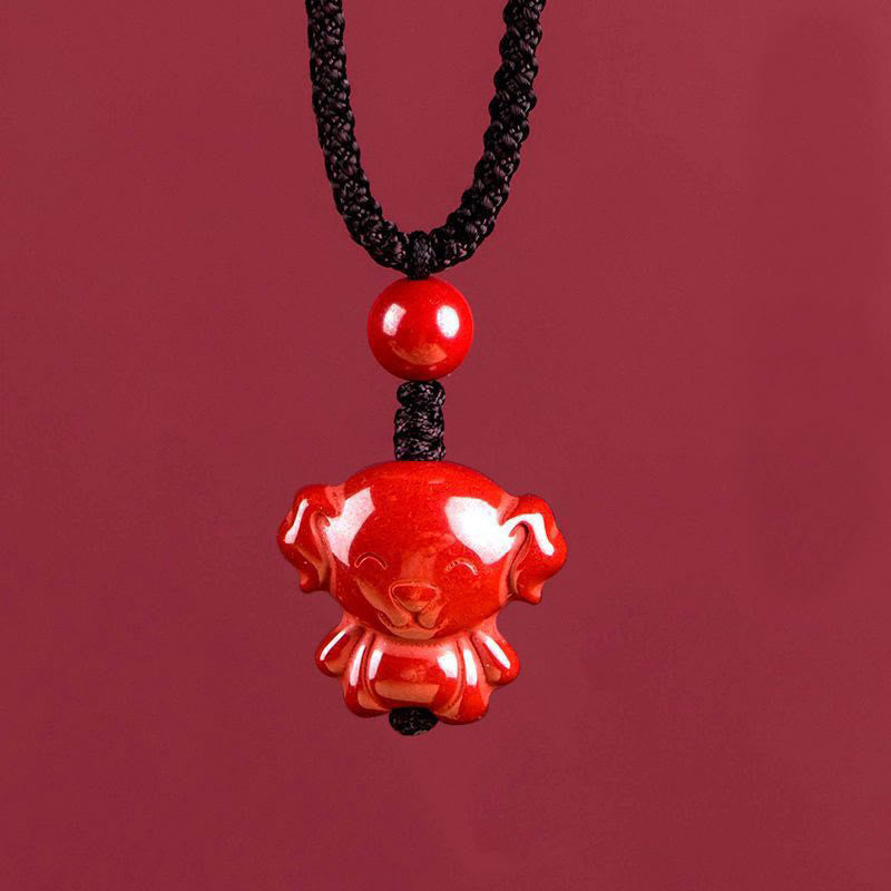 Nimara Ritual Year Of The Horse Chinese Zodiac Engraved Design Cinnabar Blessing Rope Necklace Pendants