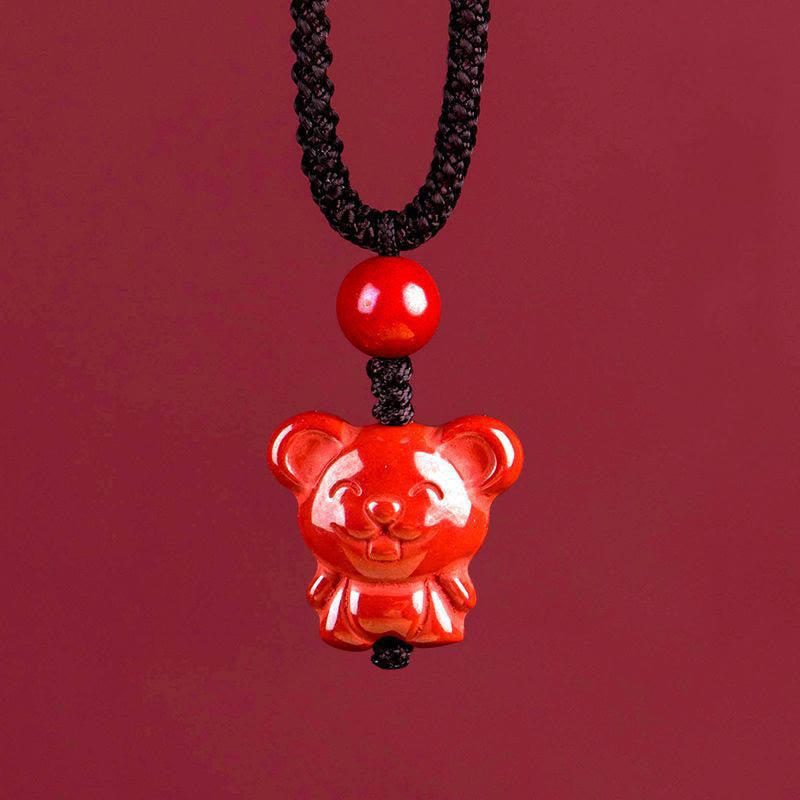 Nimara Ritual Year Of The Horse Chinese Zodiac Engraved Design Cinnabar Blessing Rope Necklace Pendants