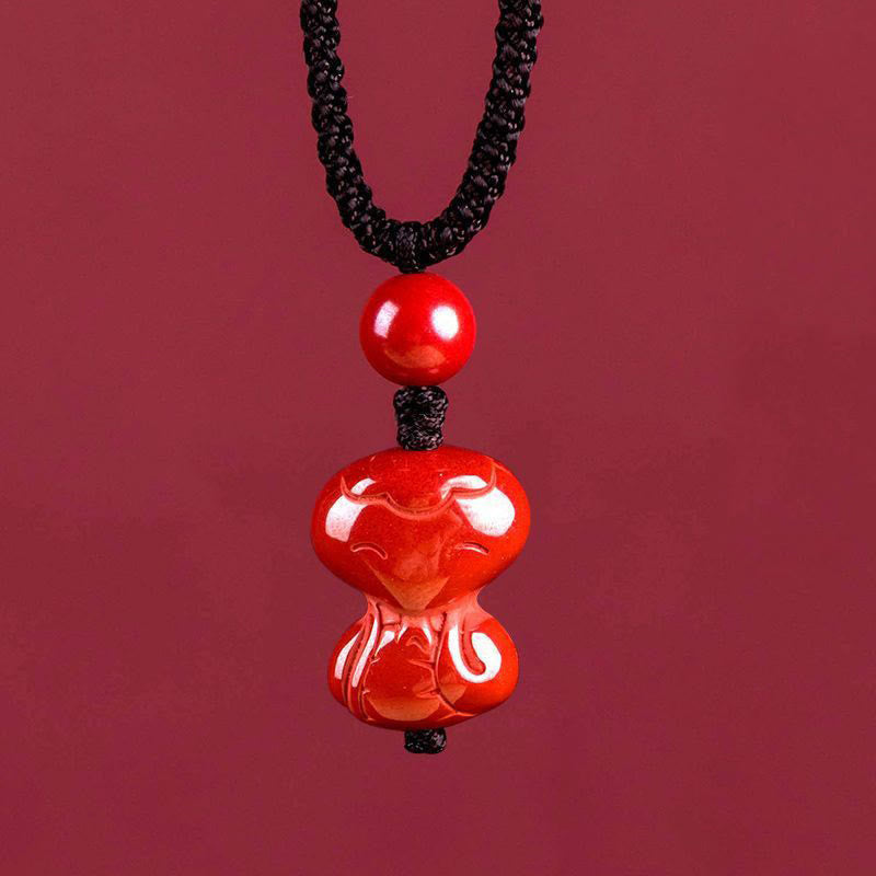 Nimara Ritual Year Of The Horse Chinese Zodiac Engraved Design Cinnabar Blessing Rope Necklace Pendants