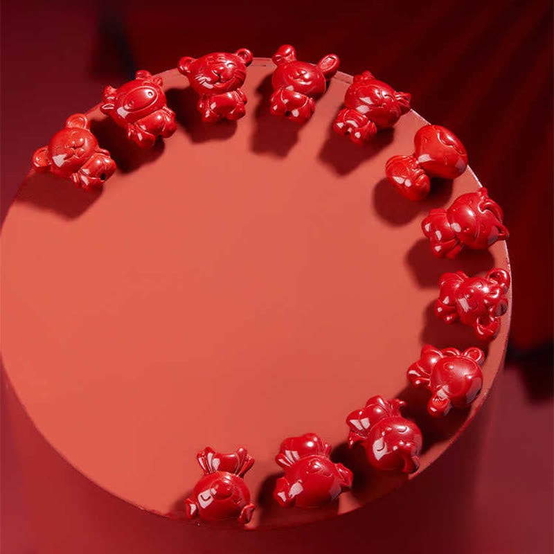 Nimara Ritual Year Of The Horse Chinese Zodiac Engraved Design Cinnabar Blessing Rope Necklace Pendants