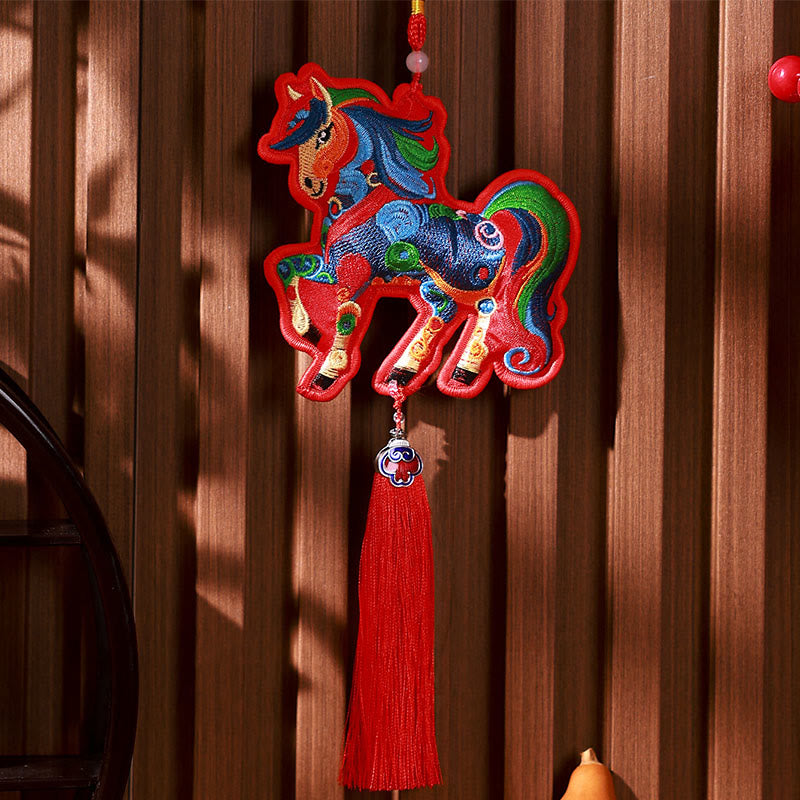 Nimara Ritual Year Of The Horse Embroidery Bell Tassel Hanging Decoration