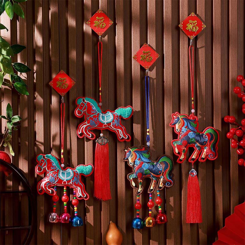 Nimara Ritual Year Of The Horse Embroidery Bell Tassel Hanging Decoration