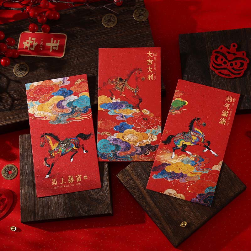 Nimara Ritual Year Of The Horse 2026 New Year Blessings 6pcs Chinese Red Envelope