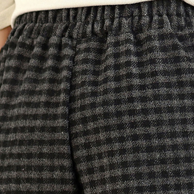 Nimara Ritual Casual Plaid Pattern Women's Wide Leg Pants With Pockets