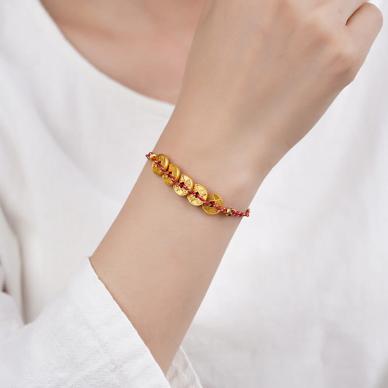 Nimara Ritual Five-Emperor Coins Copper Balance Hand-Woven String Bracelet